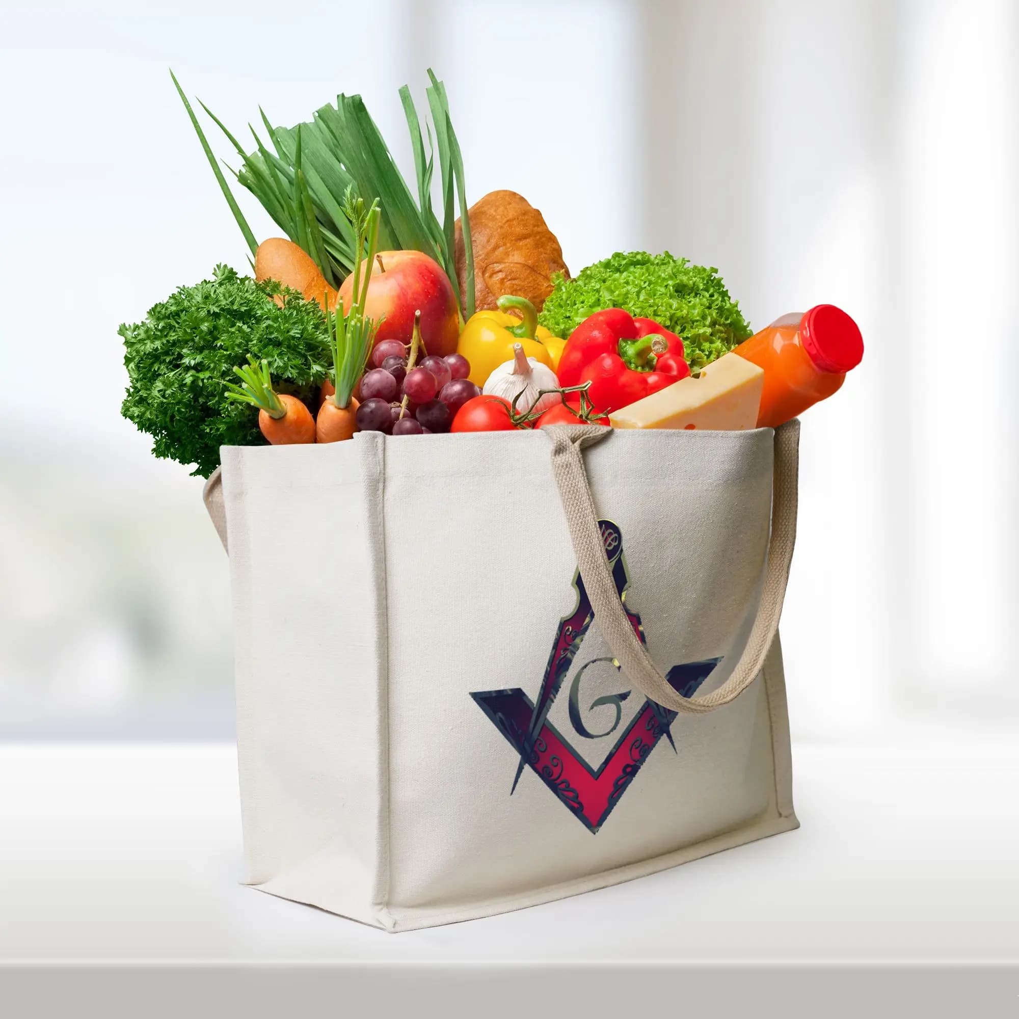 Borse per la spesa massoniche Freemason Compass, borsa tote in tela, borsa tote da viaggio per ragazze