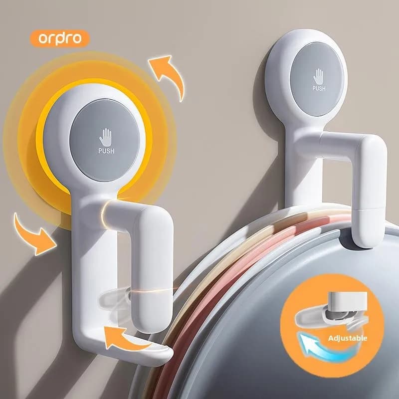 Gancio per Lavabo da Bagno in Plastica, Portaoggetti Girevole per Vasca, Stile Moderno e Semplice, Senza Foratura, Ganci a Ventosa