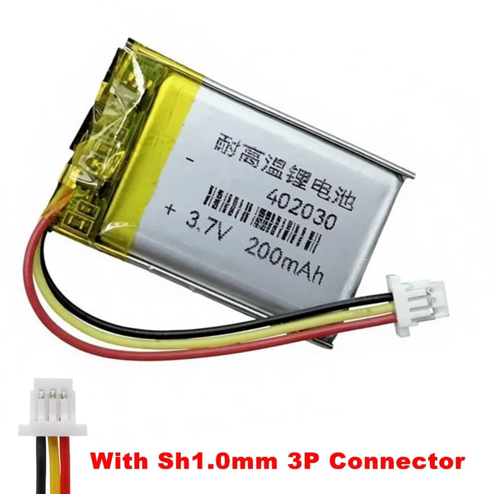 1-10PCS 200mAh 3.7V 402030 With SH1.0mm 3P Plug Polymer Lithium Rechargeable Battery For MP3 Bluetooth Speaker Headset Camera