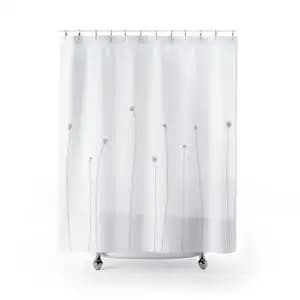 Tenda da doccia ai fiori di campo | Tenda da doccia floreale | Tenda da doccia in bianco e nero