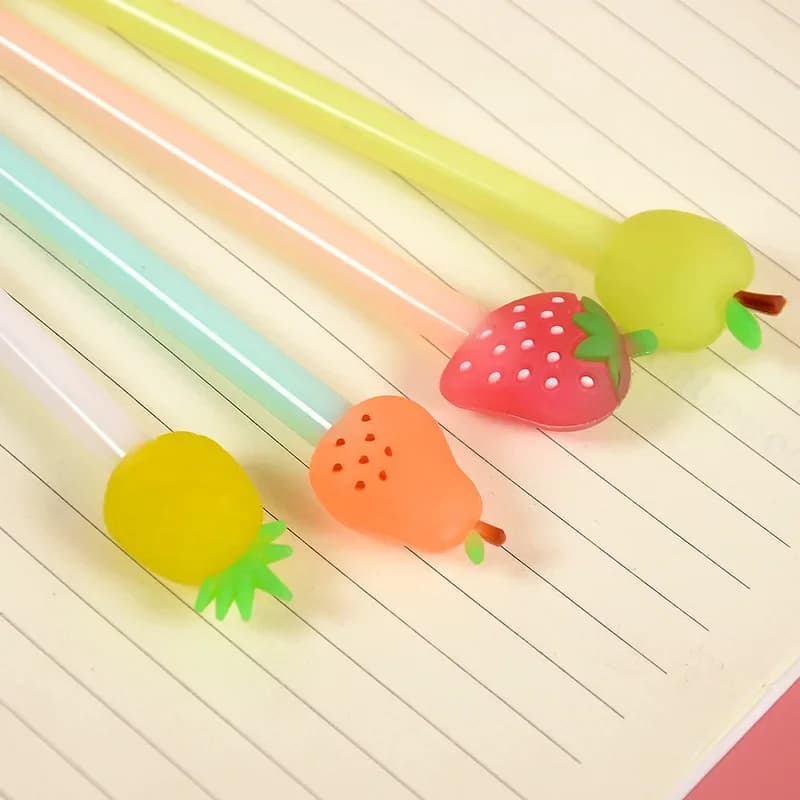 50 pezzi creativi bella cancelleria torta di frutta 0,5 mm penna nera nucleo studente penna materiale scolastico Kawaii penne gel