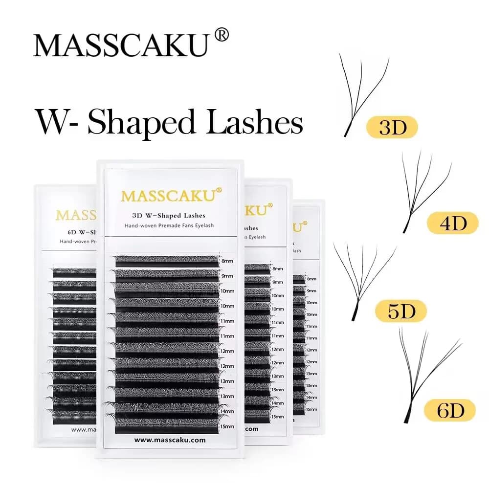 MASSCAKU W Shape Bloom Extensions 3D C/D Eyelashes Pre-packed volume fans Style W Comfortable New volume Natural fake eyelashes