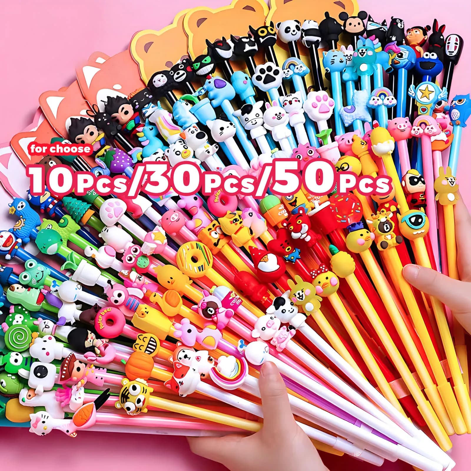 10-50 Pz/lotto Cartoon Carino Penna Gel 0.5mm Inchiostro Nero Kawaii Penne Neutre Per Bambini Scuola di Scrittura di Cancelleria Per Ufficio Forniture Firma