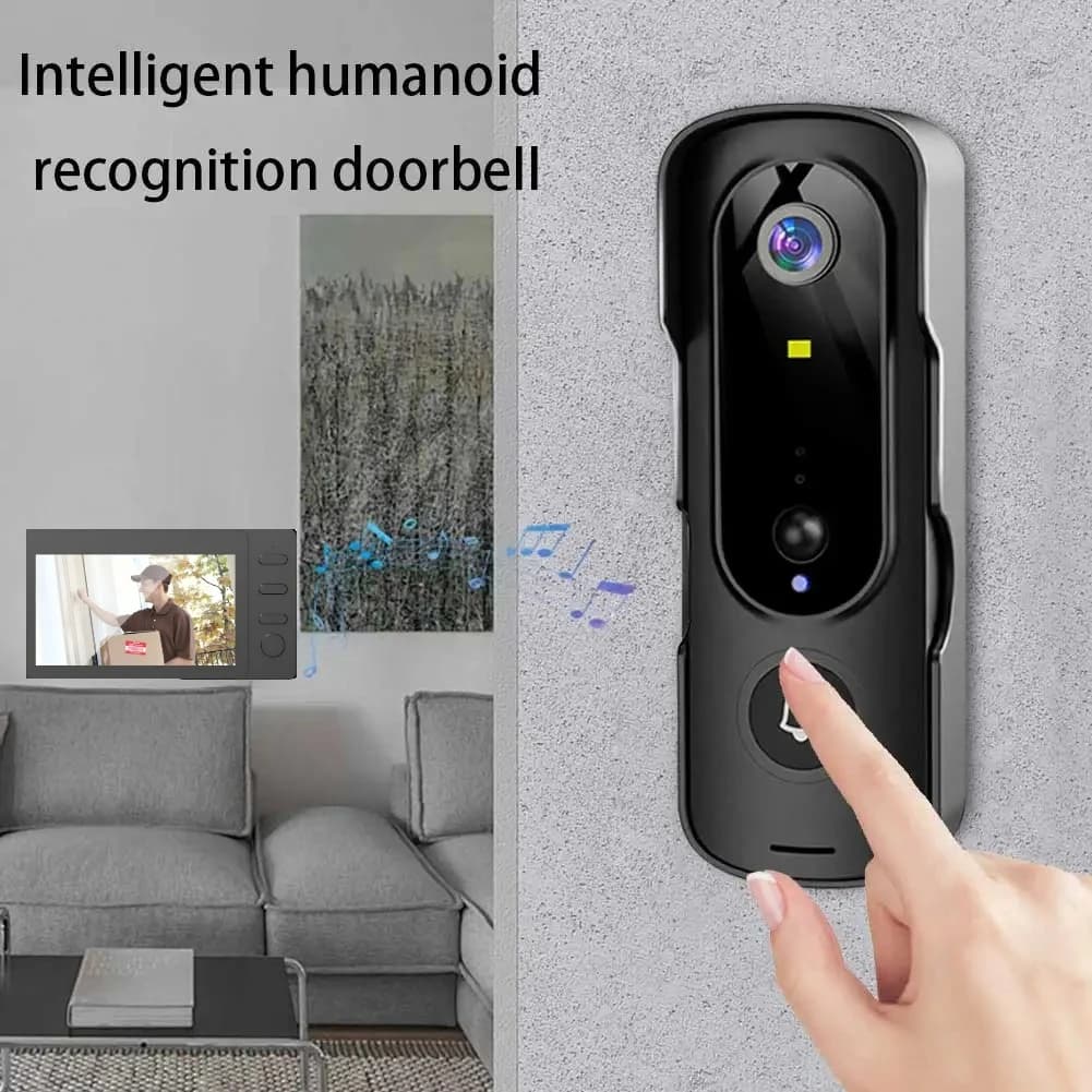 Telecamera per campanello wireless 1080P con schermo Non app Citofono Video Porte digitali Peepholes Rilevazione movimento Campanello per visione notturna