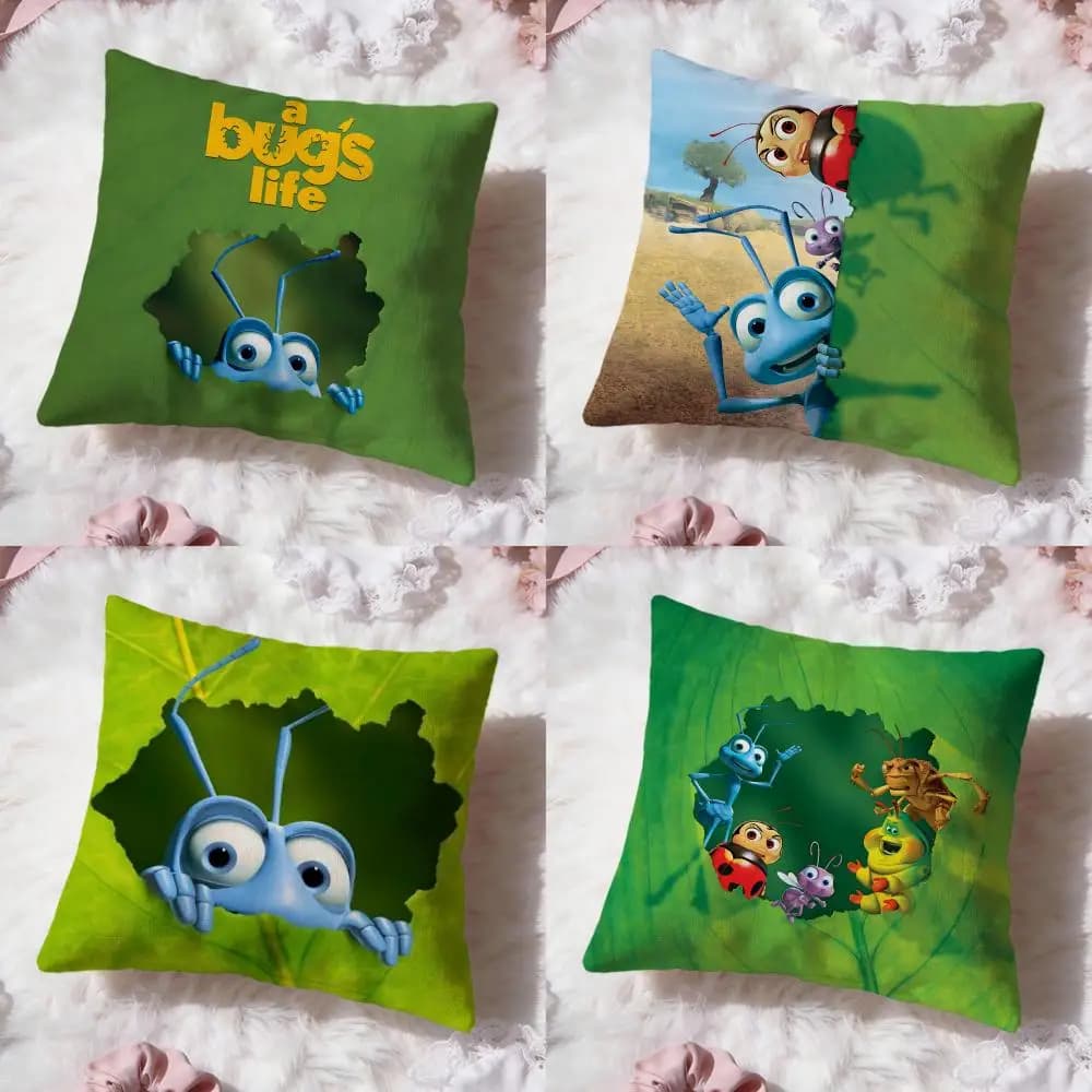 Fodera per cuscino reversibile A Bugs Life Cartoon, comfort premium, design due in uno per qualsiasi stanza e interni dell'auto