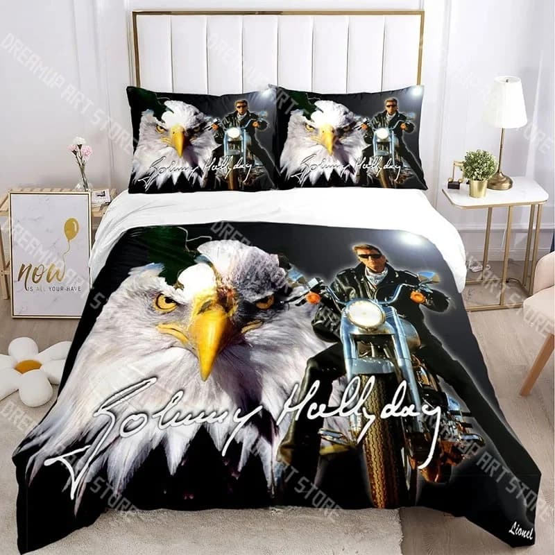 3D Print Johnny Hallyday Rock Bedding Set Twin Queen King Full Size Duvet Cover Pillowcase Bed boys girls Adult Home Textiles