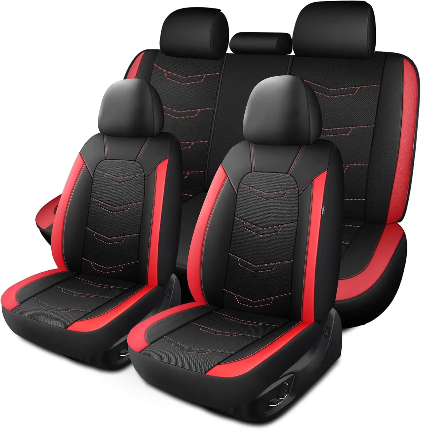 Coprisedili per auto universali in pelle, design sportivo traspirante, set completo per camion SUV Berlina