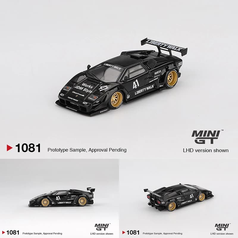 MINIGT 1081 Disponibile 1:64 LBWK Lamborghini Countach LB WORKS Nero Pressofuso Modello di Auto Collezione di Giocattoli