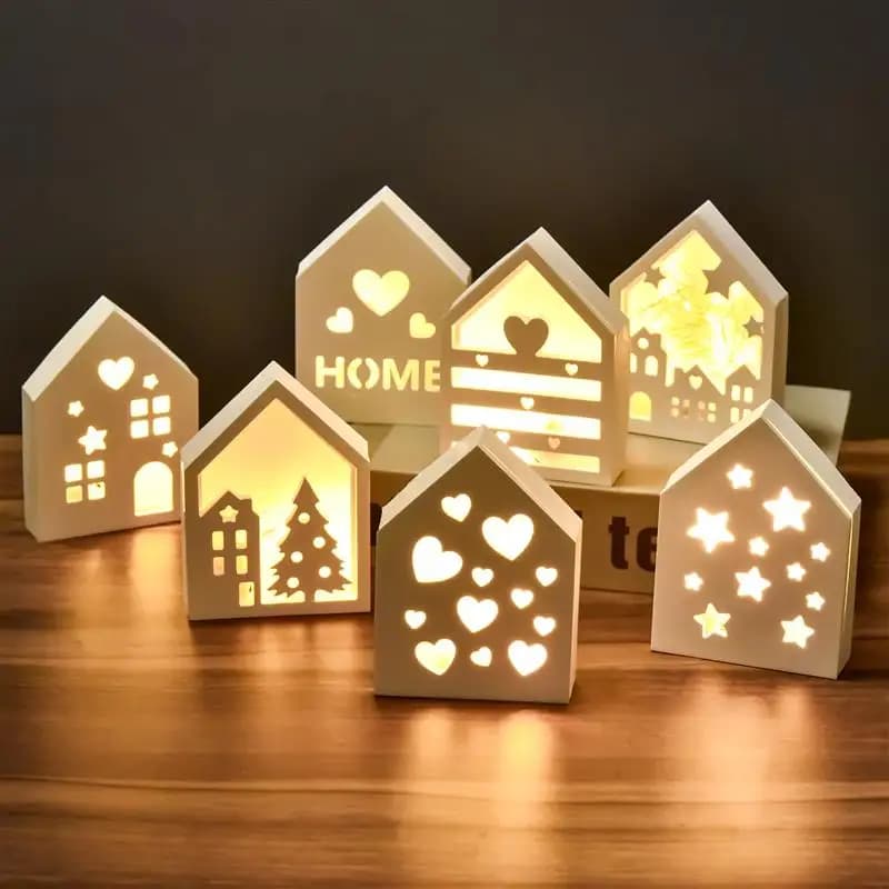 Hollow House Silicone Mold Love Christmas Tree Star Panel Base Decoration DIY Plaster Cement Epoxy Resin Mold Home Ornament