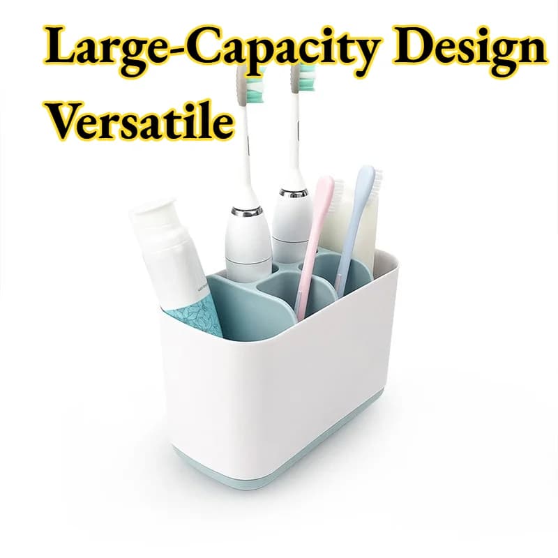 Portaspazzolino e Portadentifricio da Bagno, Organizzatore da Appoggio per Toilette, Contenitore Semplice per Pettine e Detergente Viso