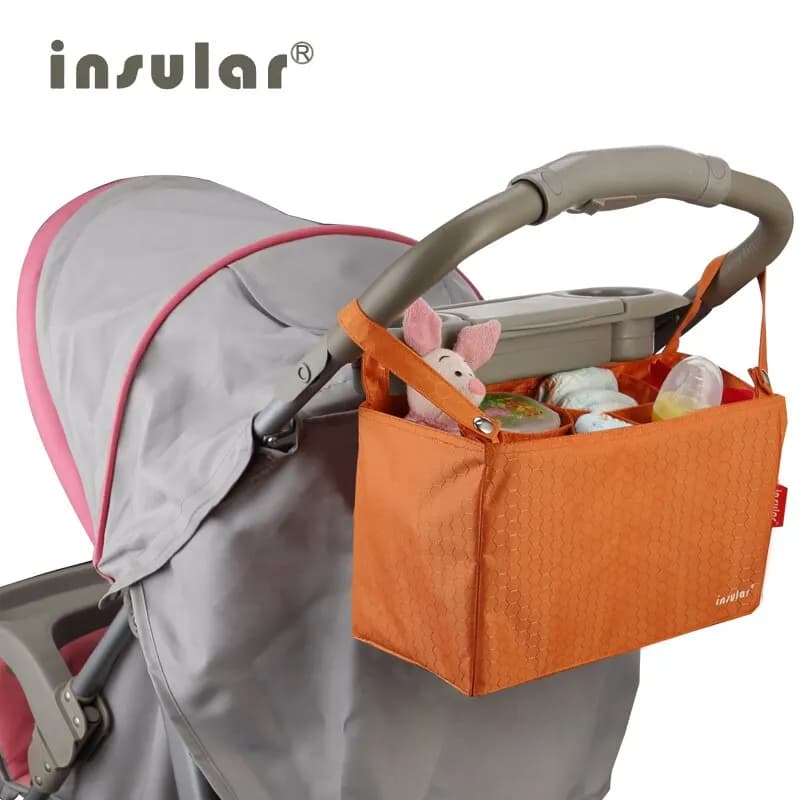 Borsa Organizer per Passeggino Insular, Portaoggetti per Pannolini, Gancio per Carrozzina - Accessori per Passeggini per Neogenitori