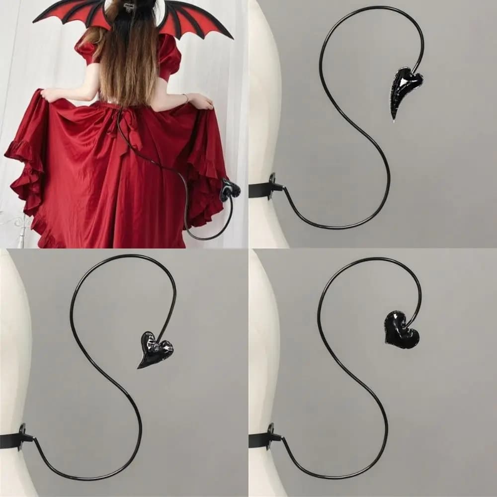 Piccolo demone Sweetheart Tail Nero regolabile Costume Cosplay Freccia Cuore Stile Universale Puntelli per feste di Halloween