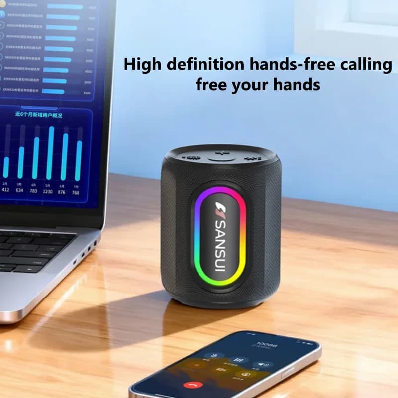 Sansui Bluetooth Speaker Portable Wirelress Soundbar AUX TF Card U Disk Play Outdoor Fun Camping Riding Hiking TWS Music Box