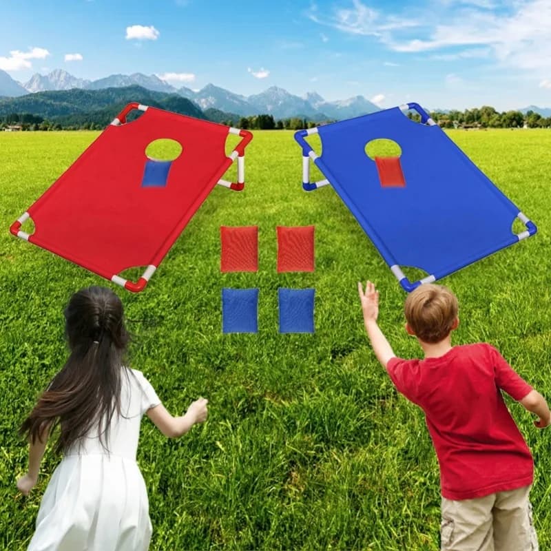 Set portatile da cornhole con 1 tavola da gioco, 6 sacchetti di fagioli e borsa per il trasporto, per il gioco di lancio in giardino