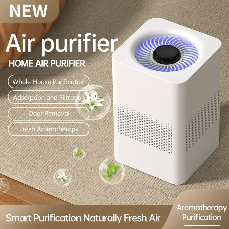 Purificatore d'aria portatile USB a ioni negativi, filtro per la rimozione di formaldeide, polvere e odori, purificatore d'aria da tavolo silenzioso per la casa
