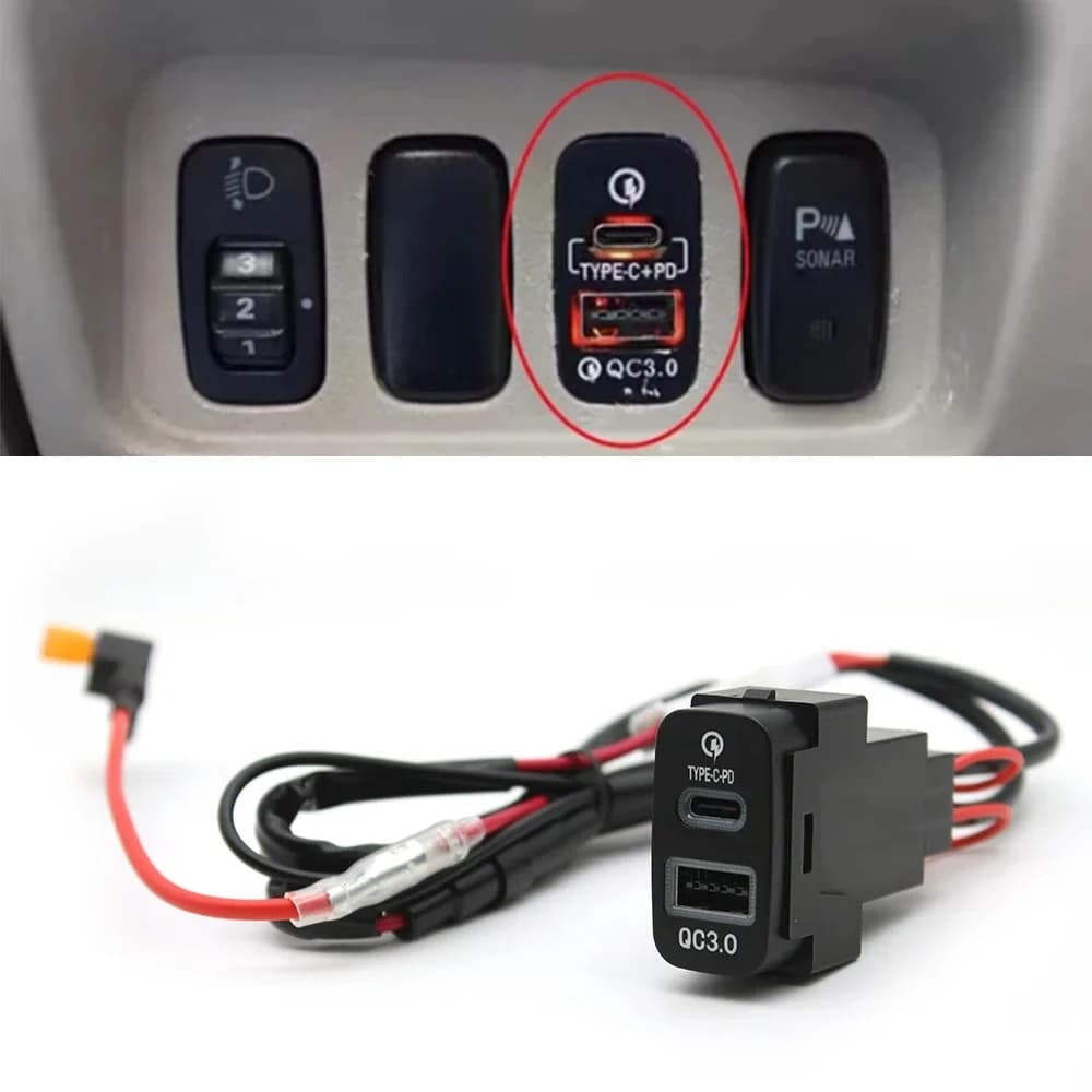 Caricabatteria da auto a ricarica rapida 1pc TYPE-C presa di interfaccia USB PD da utilizzare per Mitsubishi Outlander LancerEX Pajero Sport ASX V73 V93 V97