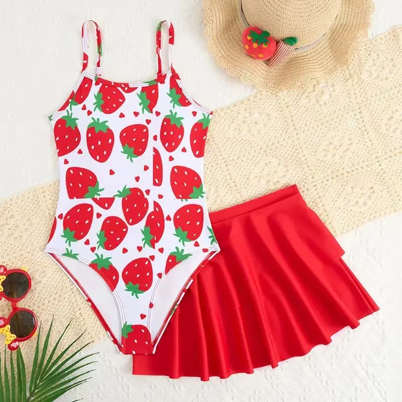 Printed full bathroom swimsuit for girls 2026 and children's beach skirt - Children's swimwear and beachwear