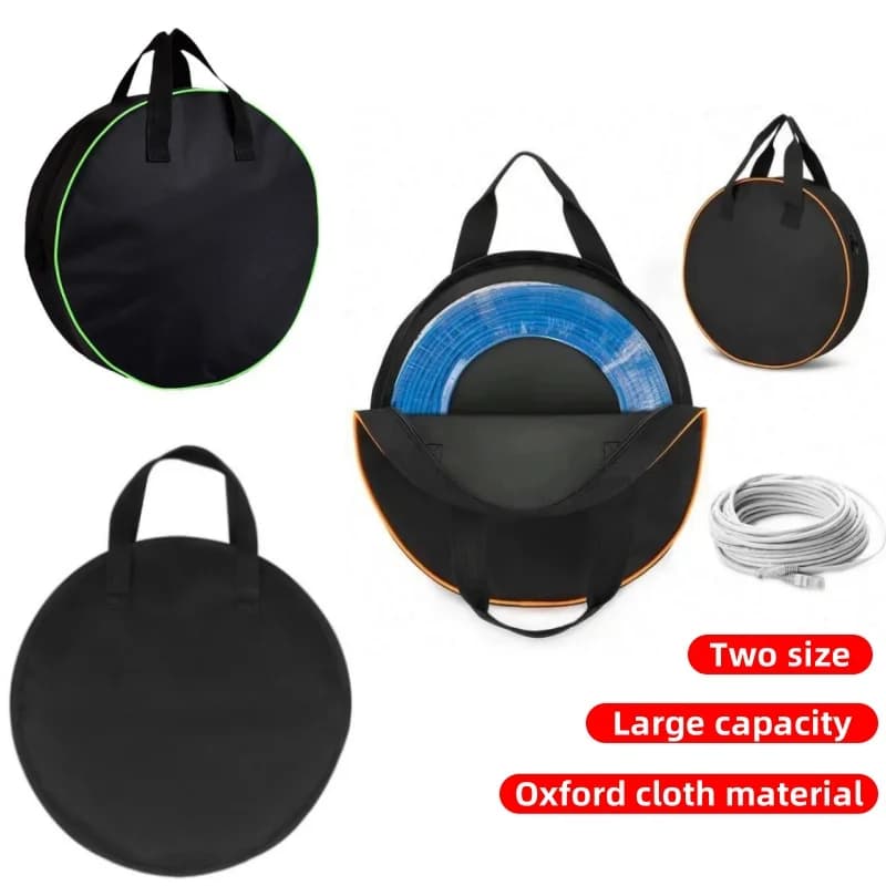 Nuova Borsa Nera Verde per Cavo di Ricarica Auto, Borsa Impermeabile in Tessuto Oxford, Organizer Rotondo per Attrezzi Auto