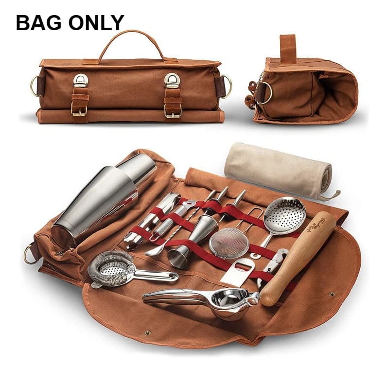 Borsa da Viaggio Portatile per Barman - Borsa in Tela per Conservare Attrezzi da Bar, Set per Cocktail e Vino, per Casa, Lavoro, Feste e Campeggio (Senza Attrezzi)