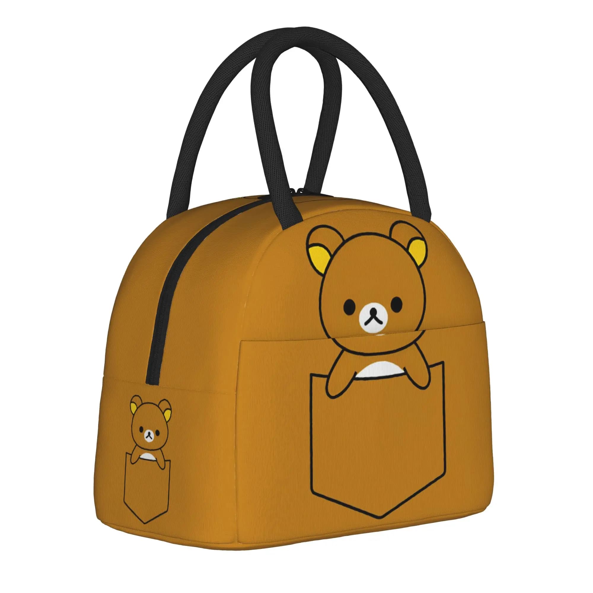 Rilakkumas Cute Cartoon Insulated Lunch Bag Cooler Bag Meal Container Portable Lunch Box Tote Food Bag Beach Travel