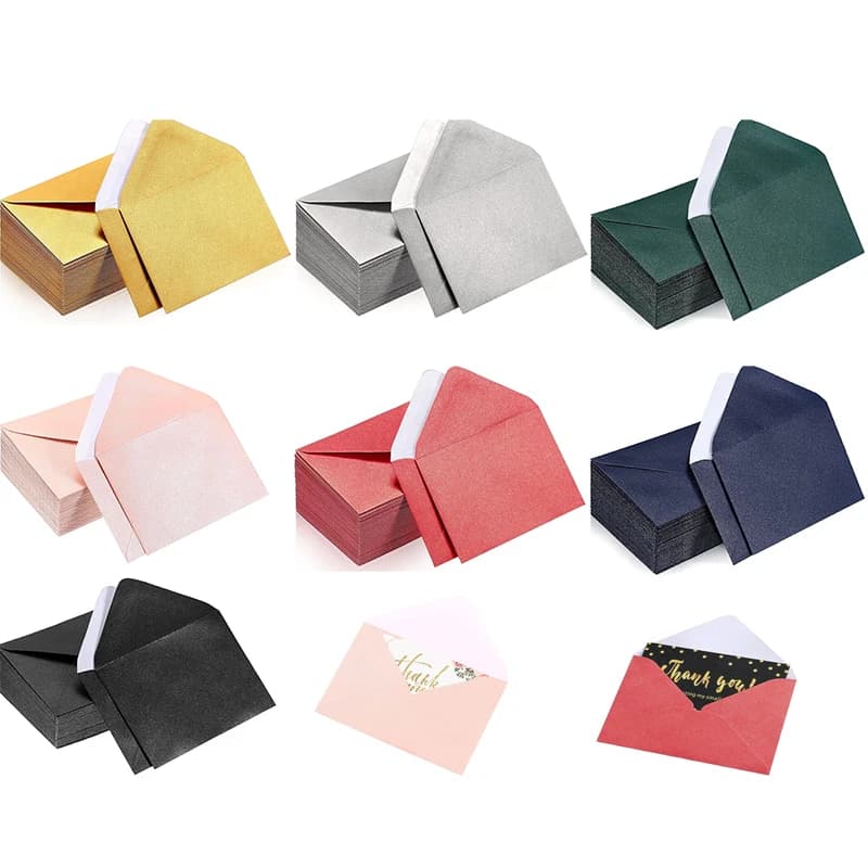 50 Pezzi Mini Buste di Carta Natalizie Perlescenti, Buste Regalo per Feste, Buste per Carte di Soci in Stile Occidentale, 10x7cm