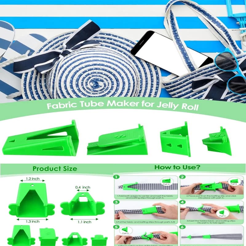 1 Set Creatore di tubi in tessuto per tappeti in rotolo di tessuto Creatore di tubi in rotolo di tessuto per tappeti Creatore di nastri al polarizzazione adatto per tessuti fai da te