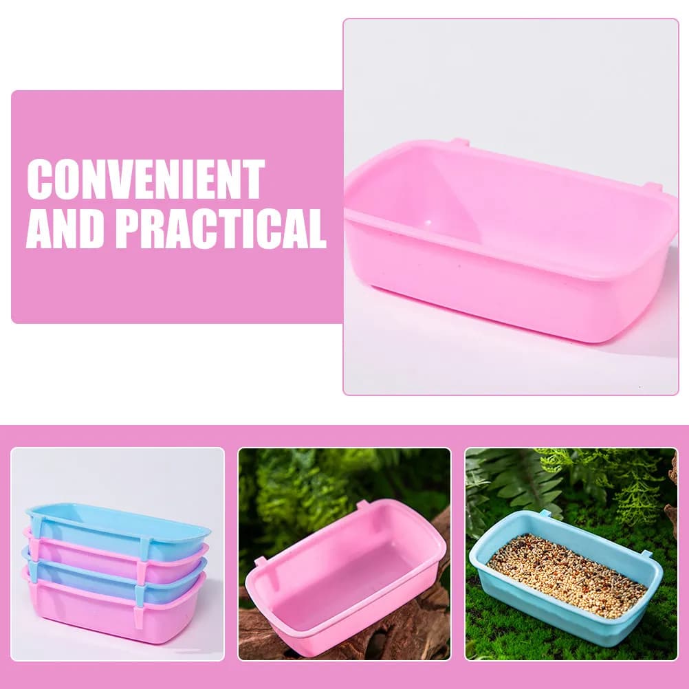 6Pcs Pet Feeder Bowls Small Animal Hanging Food Water Containers for Hamster Guinea Pig Chinchilla Rat Rabbit Feeding Supplies