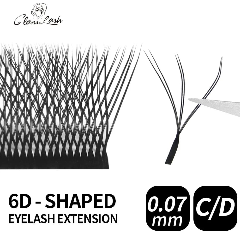 GLAMLASH Two Tips 3D W Shape Lashes Extension 6D Premade Volume Fan ciglia finte forniture Natural False Lashes Extension