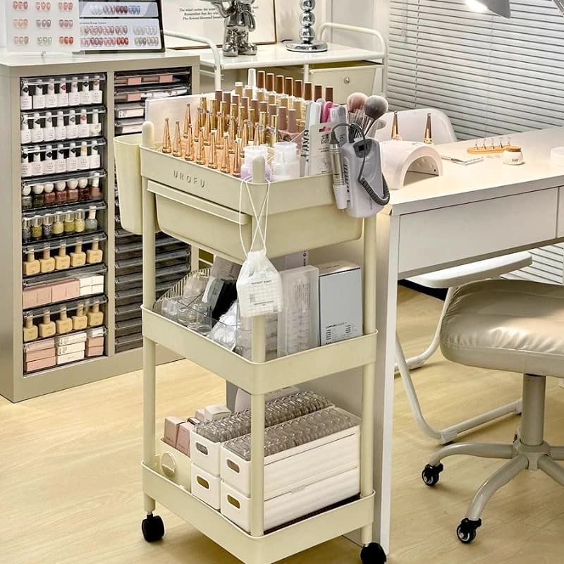 Carrello portaoggetti per strumenti per nail art Carrello portaoggetti per ciglia di bellezza Smalto per unghie Gioielli Cosmetici Ripiano rimovibile