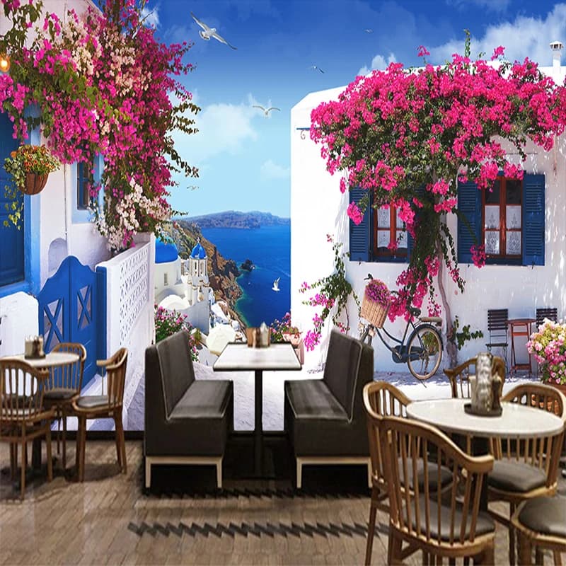 Seascape Rose Photo Custom Mural Wallpaper 3D Cafe Restaurant Romantic Backdrop Wall Paper Home Decor Papel De Parede 3 D