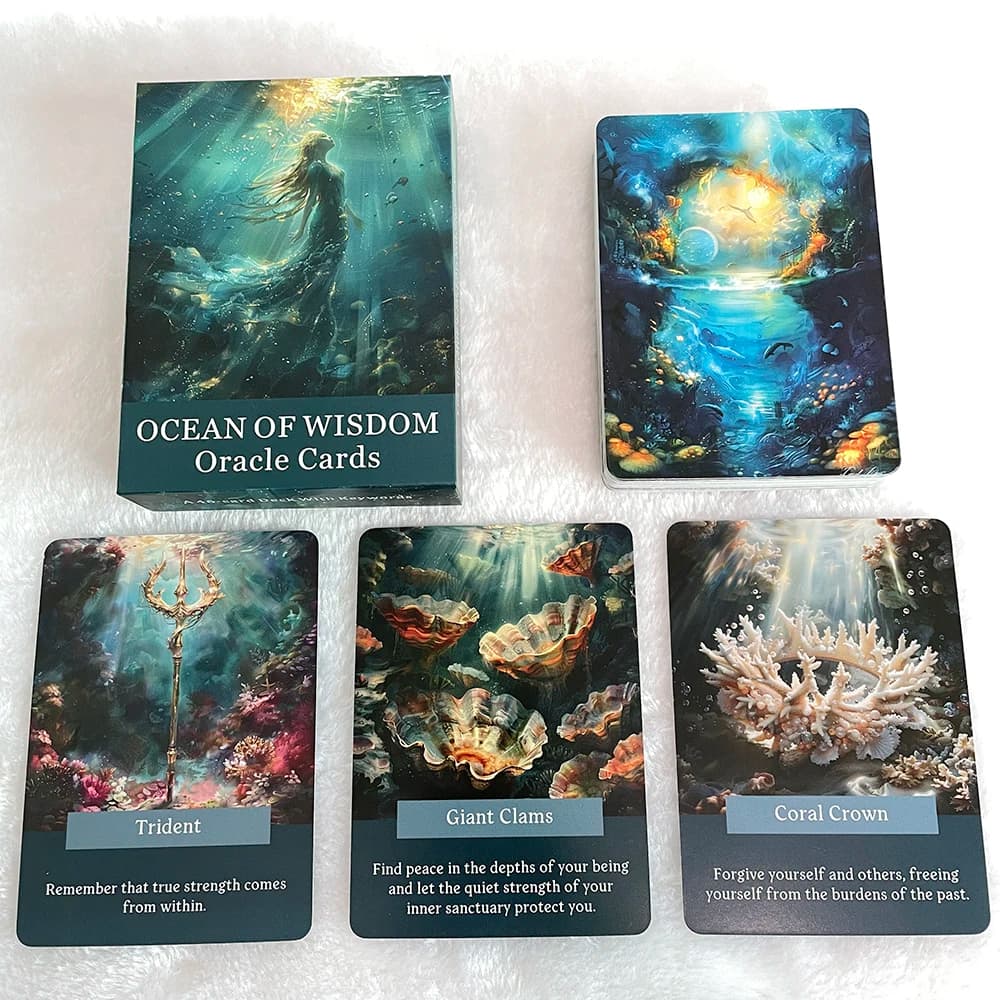 Carte dei tarocchi, carte Oracle dell'oceano della saggezza, giocattoli per la fortuna, Taro del mare misterioso, mazzo Oracle di profezie, carte Prophet