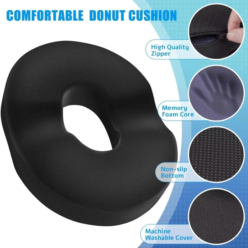 Memory Foam Office Chair Cushion Breathable Anti Slip Coccyx Pain Relief Comfortable Tailbone Pad for Sedentary Work Travel