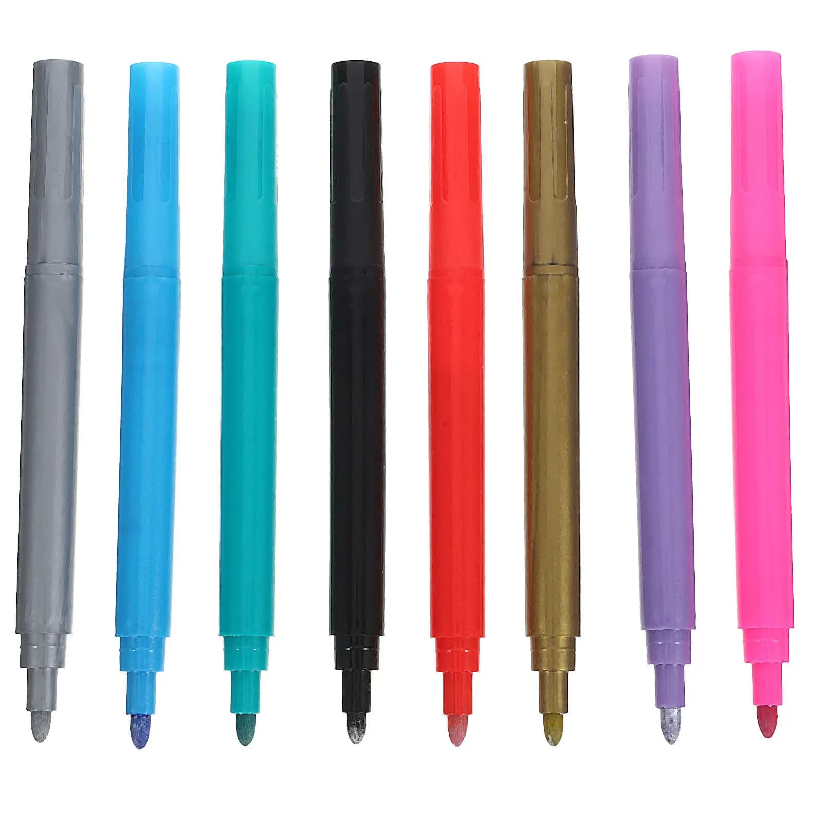 8 pennarelli metallici per bicchieri da vino, lavabili, ad asciugatura rapida, colorati, per feste, scrapbooking, calligrafia e arte.