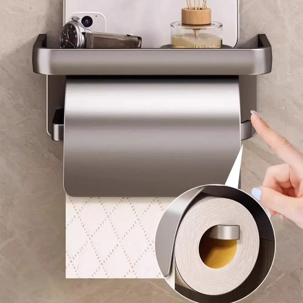 Porta carta igienica in alluminio facile da usare Scatola per fazzoletti portaoggetti senza punzonatura Scatola per fazzoletti igienici a parete Accessori per il bagno
