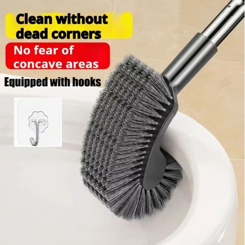 2pcs Toilet brush + hook, stainless steel long-handled toilet brush, non-stopover bristles for efficient cleaning