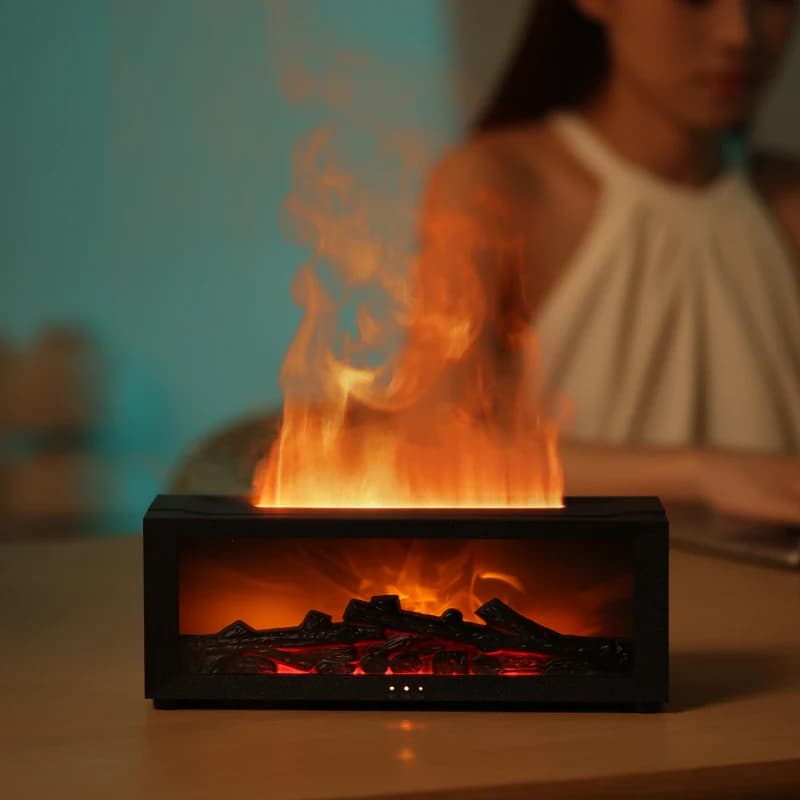 Diffusore di Oli Essenziali con Effetto Fiamma, Umidificatore Aromaterapico da 150ml con Telecomando, Perfetto per Camera da Letto e Casa