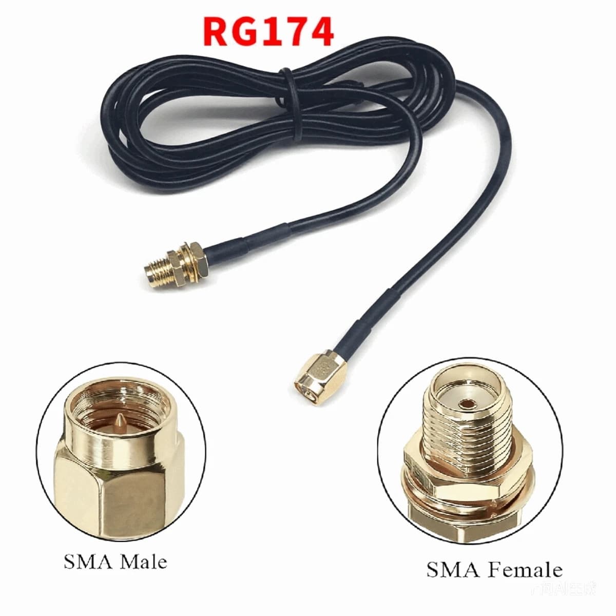 Cavo di Prolunga RG174 SMA Maschio-Femmina, Cavo Coassiale a Bassa Perdita 1M 2M 3M 5M per Antenne GPS LTE 4G 5G WiFi Radio