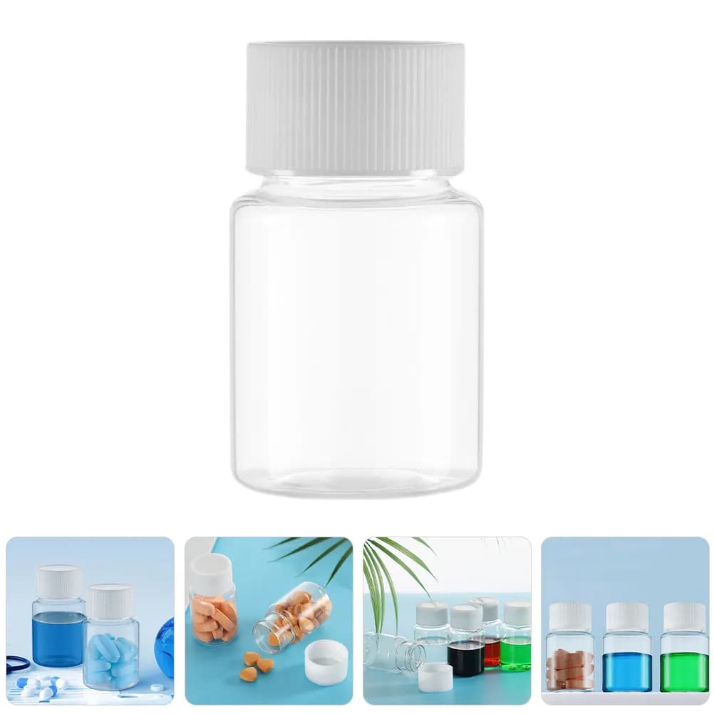 12 flaconi vuoti in plastica trasparente da 30 ml con tappi per la conservazione di medicinali, integratori, vitamine, per viaggi e uso domestico