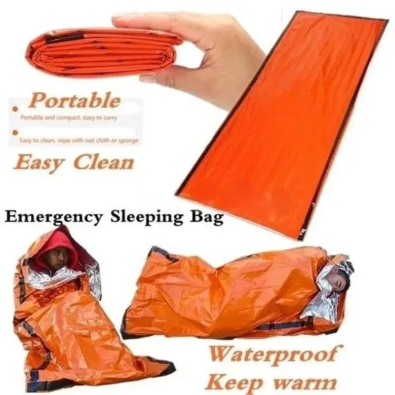1 pz. Telo di Emergenza in PE, Sacco Termico Isolante, Riparo di Emergenza per Campeggio Esterno, Attrezzatura di Sopravvivenza, Sacca Termica Riflettente in Mylar