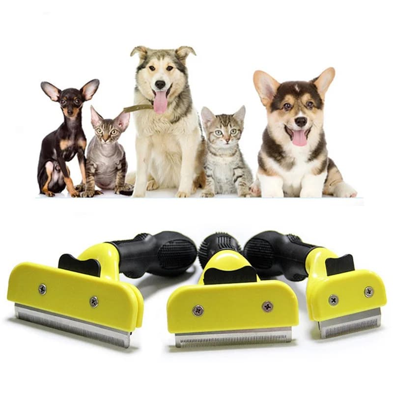 1Pc S/M/L Giallo Spazzole per peli di animali domestici per cani Gatti Piccoli animali Pettine per toelettatura Tickle Spazzola per pulizia della pelliccia Strumenti per tagliacapelli Furmines
