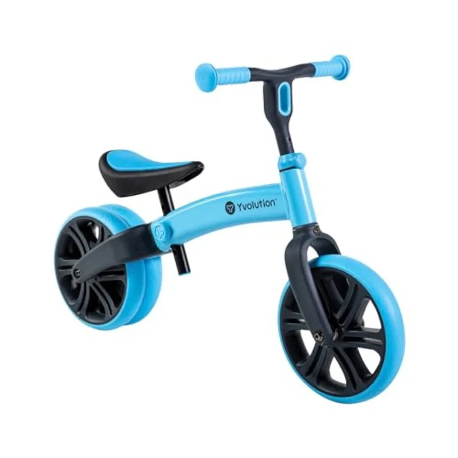 Bicicletta senza pedali Junior 9 2-in-1 per bambini dai 18 mesi ai 3 anni, con doppie ruote posteriori e manubrio regolabile.
