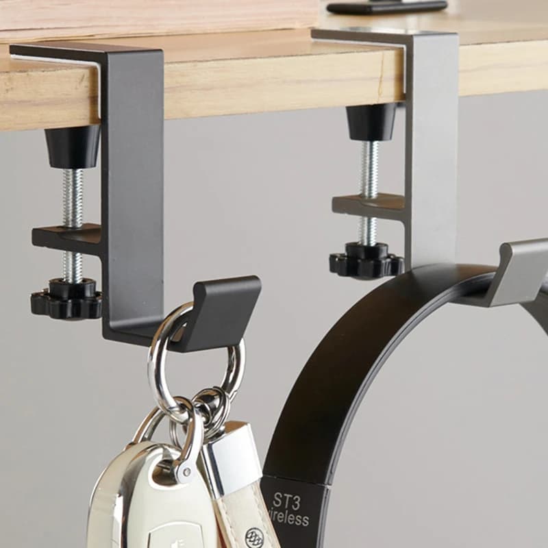 Adjustable Desk Edge Hook Gaming Headset Desk Hanger Punch-free Removable Handbag Holders Backpack Storage Home Office Organizer
