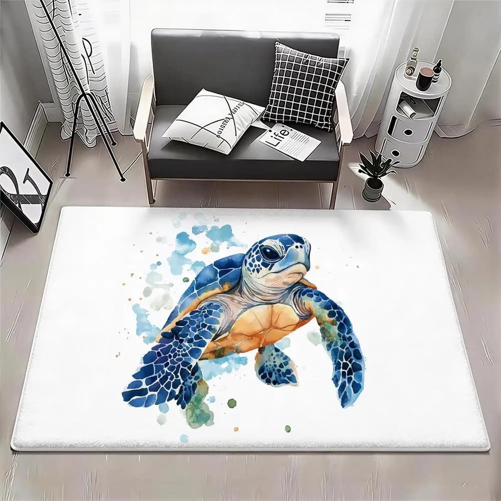 Tappetino da pavimento Animal A-Turtle Eco - Tappetino in flanella antiscivolo inodore per interni, tappeto morbido in peluche corto per la casa