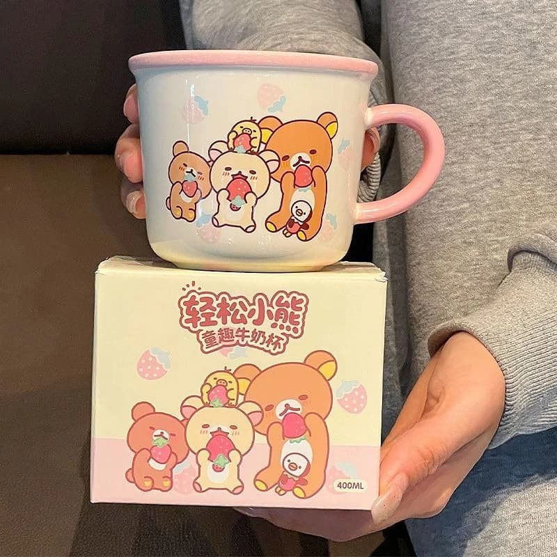 Cute Rilakkuma Ceramic Mug High-Value Water Cup Home Couple Coffee Milk Cup Birthday Gift