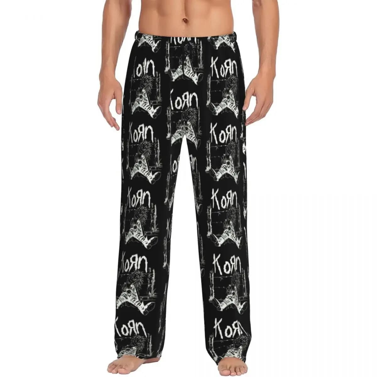Pantaloni da pigiama personalizzati Korns Heavy Metal Music Band per uomo Pantaloni da notte elasticizzati per il sonno con tasche