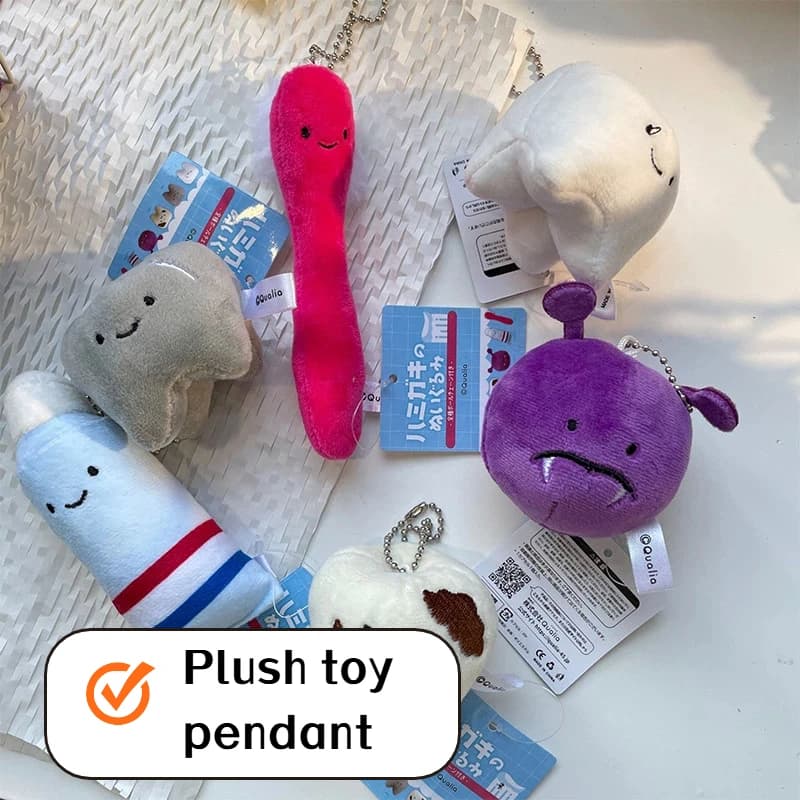 Toothpaste Dental Caries Plush Keychain Pendant Cartoon Tooth Bag Decoration Fun Backpack Accessories Women's Bag For Home
