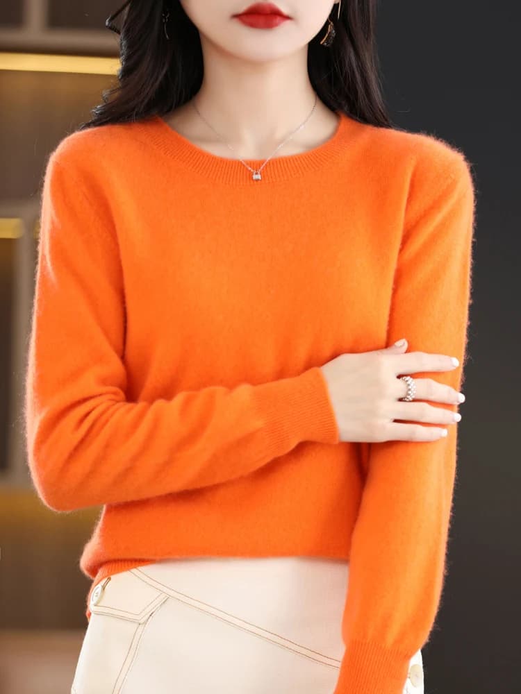 Maglione da donna in lana merino 100% O-Collo manica lunga Maglieria in cashmere Pullover Aliselect Moda Autunno Inverno Abbigliamento Top