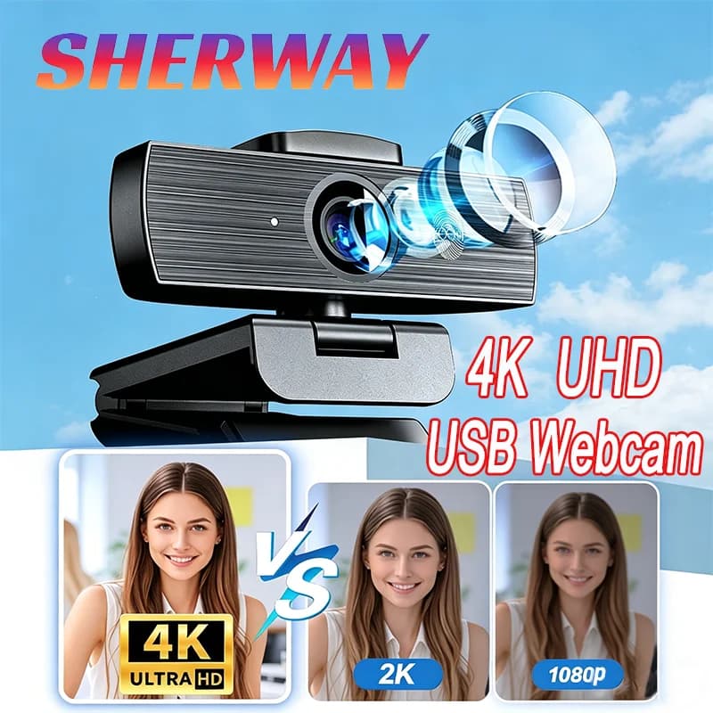 Webcam 4K Mini per PC con Autofocus, Copertura Magnetica per la Privacy, Doppio Microfono per Streaming Live, Lezioni Online e Videoconferenze