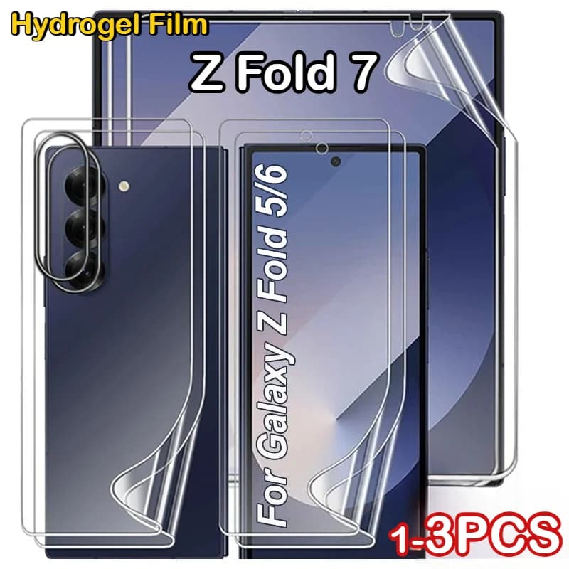 1/3 Pezzi Pellicola Protettiva Morbida in Idrogel per Schermo Interno Anteriore e Posteriore per Z Fold 7 6 5 4 3 2, Pellicola TPU a Copertura Totale, Non in Vetro, Anti-Graffio