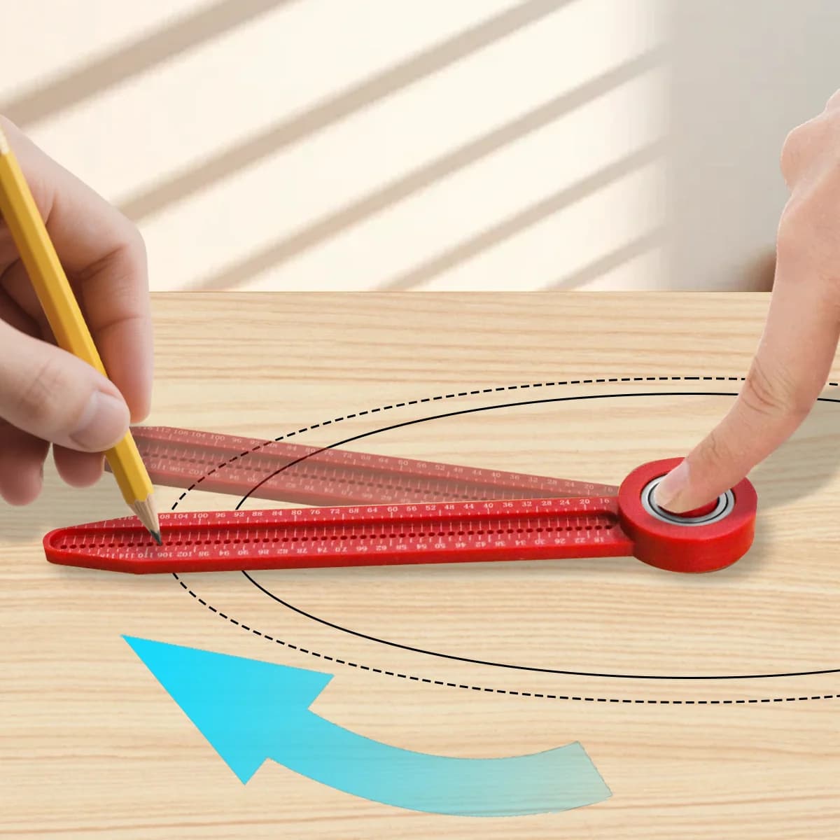 Combination of Compasso and Precision Alloy in Light Plastic Material for Carpentry Measurements, Technical Drawing, etc.